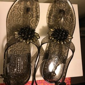 SALE 🔆 COACH Hilda Glitter Jelly Floral Sandals